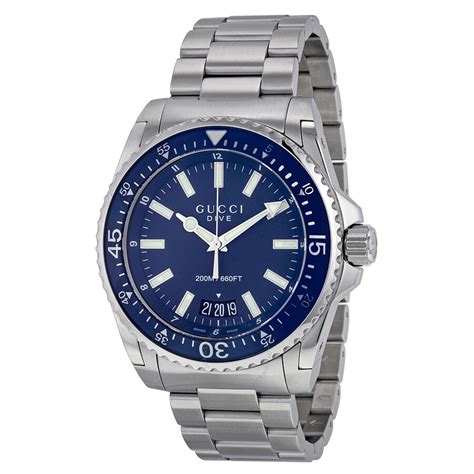 gucci dive blue dial stainless steel men's watch|men's diamond gucci watch diamonds.